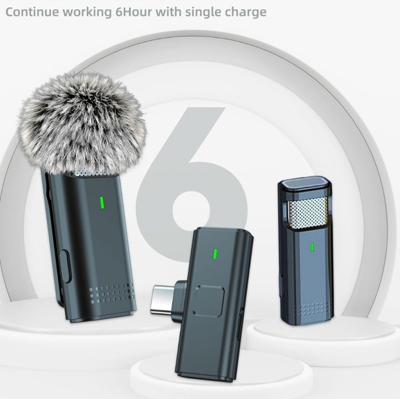 2 Pack Wireless Microphone for iPhone/Android USB C Lav Mic - Picture 6 of 7